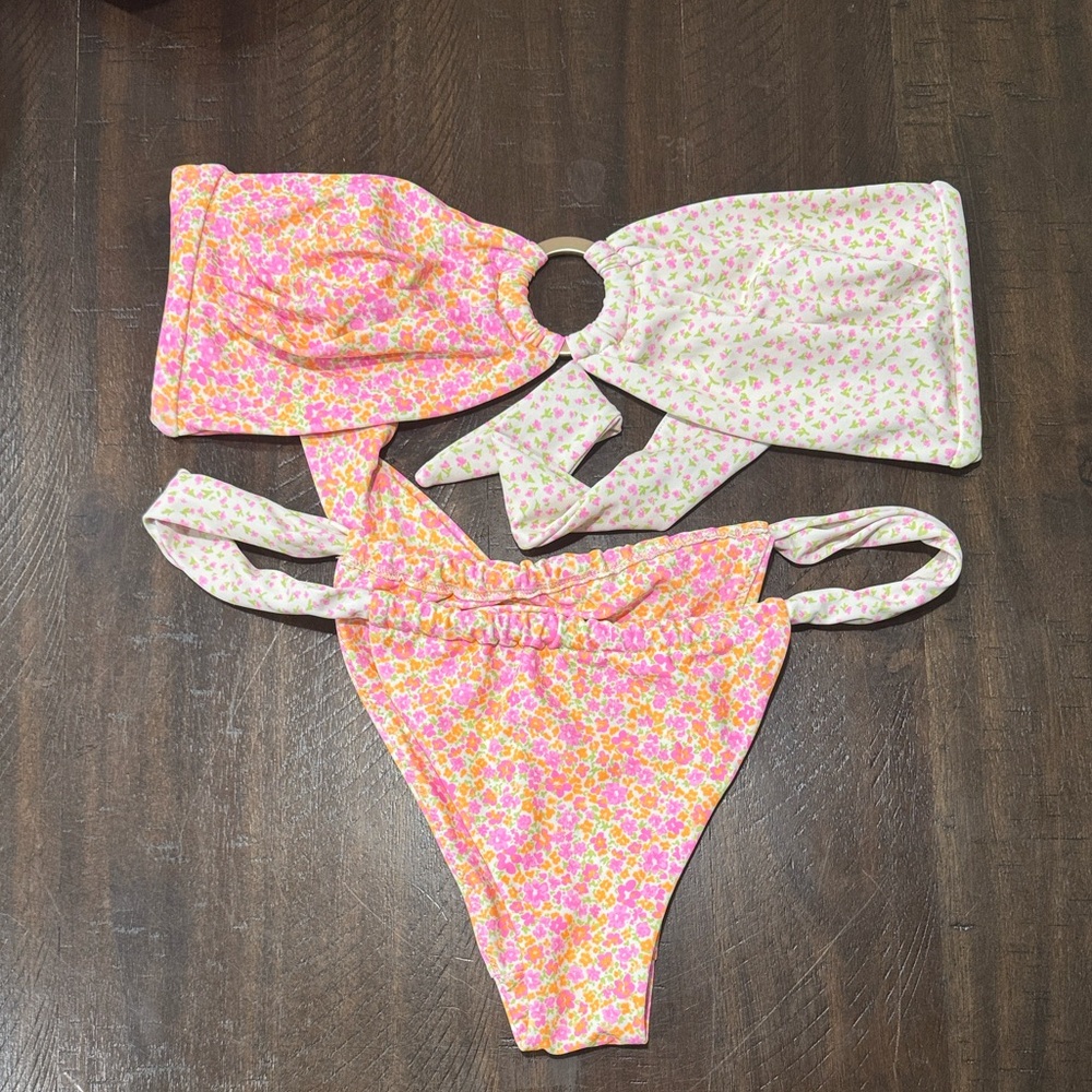 Kulani Kinis Pink and Orange Floral Bikini